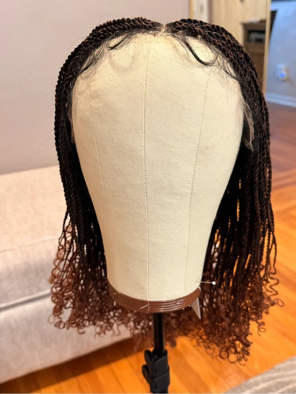 Synthetic 14” Ombre Brown Senegalese Mini Twist Braided Wig with Curly Ends  017